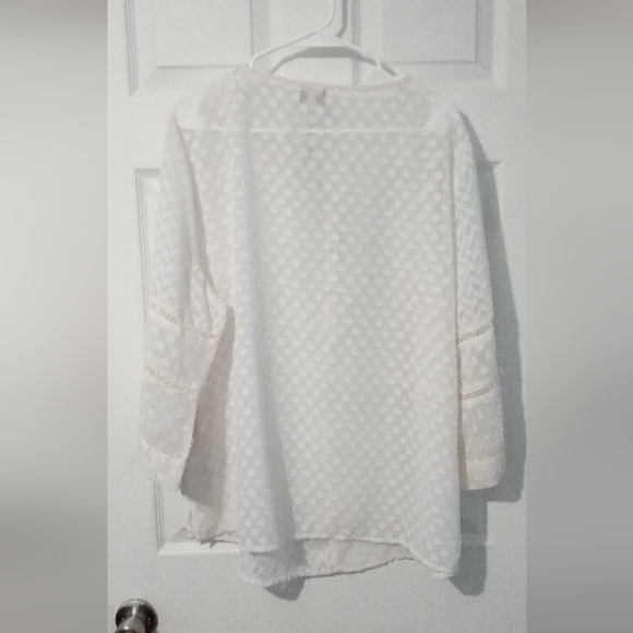 Chico's White 3/4 Sleeve Boxy Blouse - Picture 3 of 3